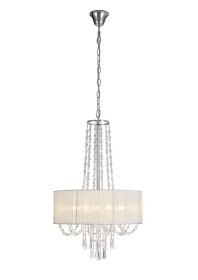 Freida Polished Chrome-White Crystal Ceiling Lights Diyas Shaded Crystal Fittings
